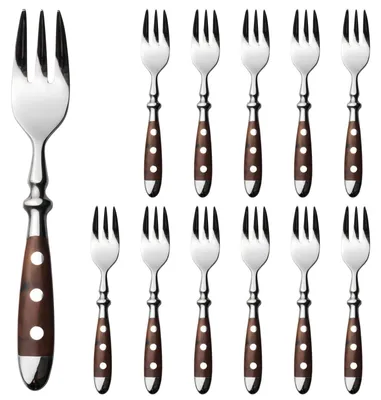 Produktbild von Elzusha – Set aus 12 Edelstahl-Kuchengabeln mit glänzenden Griffen