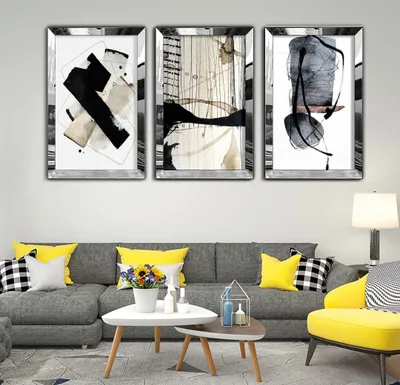 Imagen del producto de Wallity, Huhu408 - Cuadro decorativo de MDF y plexiglás (3 unidades), 40 x 60 cm, multicolor, 100% MDF