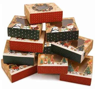 12 Kraftpapier-Keksdosen mit Fenster, 15x21x7 cm, braun