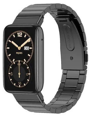 Produktbild von By Qubix Edelstahl-Gliederarmband - Schwarz - passend für Xiaomi Smart band 7 Pro