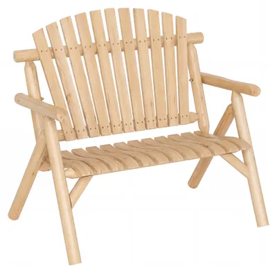Immagine prodotto di Panchina da giardino KOMFOTTEU in legno massello, panchina da esterno con schienale, braccioli e seduta ricurva, panchina da terrazza resistente alle intemperie per 2 persone, panchina per terrazza, cortile e giardino