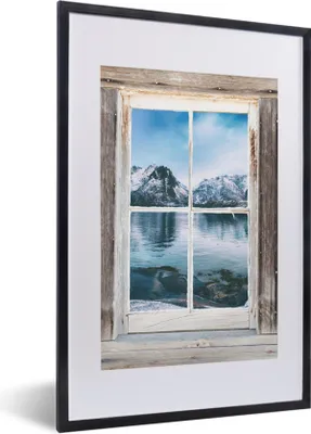 Produktbild von MuchoWow® Gerahmtes Poster Aussicht - Berg - Wasser 40x60 cm - Poster mit Schwarzem Bilderrahmen Wandposter Rahmen Foto Bilder - Poster in Rahmen