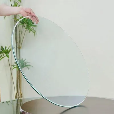 Produktbild von Famanu Tischplatte aus Glas - 8 mm gehärtetes Glas - 45 cm Durchmesser - Transparent