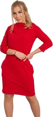 Produktbild von Rotes Kleid mit Kapuze und Taschen