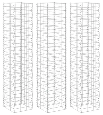 Zdjęcie produktu dla Wysokie Donice Gabionowe, 3 Szt., 30X30X200 Cm, Żelazo Lumarko!