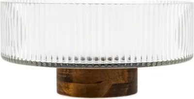 Produktbild von Terra Bowl Medio Glasschale mit Akazienholz - Servier- & Dekoschale, 21 x 10 cm