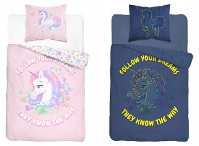 Produktbild von Detexpol Bettwäsche Set 160x200 cm Einhorn Motiv