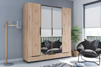 Obrázek produktu pro Výklopná šatní skříň FurMeb24 C3a 203×215×61 cm - dub Artisan - se zrcadlem