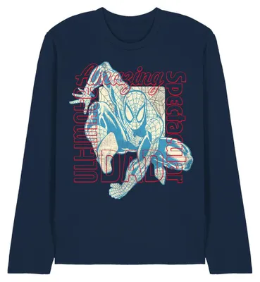 Produktbild von Spider-Man - "Spectacular Amazing Ultimate" T-Shirt für Herren/Damen Uni, Langärmlig TV35565 (XL) (Marine)
