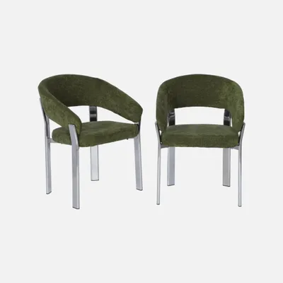 Produktbild von sweeek - 2er-Set Vintage-Sessel aus verchromten Stahl mit strukturiertem Bezug - Verchromt