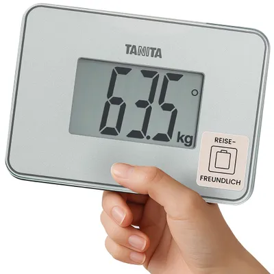 Produktbild von TANITA HD-386 Digitale Personenwaage – Ultrakompakte Reisewaage, Präzise Gewichtsmessung 100 g, Großes LCD-Display, Glasdesign, 150 kg Tragkraft