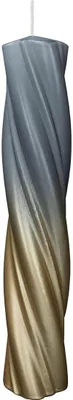 Produktbild von INNA-GLAS Blockkerze RANAVALONA, schmal, gedreht, grau-gold, 30cm, Ø6cm - Germany - Dip Dye Stumpenkerze