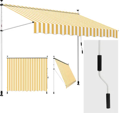 Immagine prodotto di Tenda da sole a morsetto Tenda da sole retrattile Protezione solare del balcone senza forare 250x120cm
