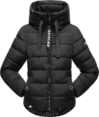 Produktbild von Navahoo Damen Winterjacke warme Steppjacke mit hohem Kragen und Verstellbarer Kapuze Amayaa Schwarz Gr: 38 - M