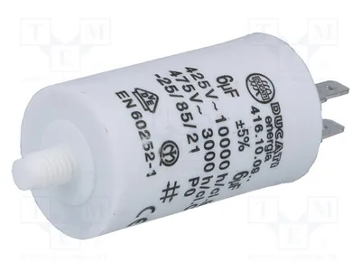 Produktbild von 1x Kondensator: für Motoren, Betrieb 425VAC Ø32x55mm 6uF 5% 416100964 Kondensato
