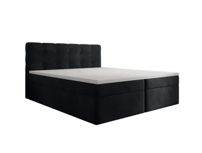 Productafbeelding van Continentale bedbank 140x200 cm AVENTO, inclusief matras en topper, boxspringbed, tweepersoonsbed, gestoffeerd bed met opbergruimte, gestoffeerd hoofdeinde