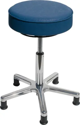 Produktbild von Drehhocker Indianapolis | Sitzhöhe 46-59cm | Ø 53cm | Tragfähigkeit 110kg | Kunstleder-Sitz | Aluminium-Fußkreuz mit Gleiter | Lichtblau
