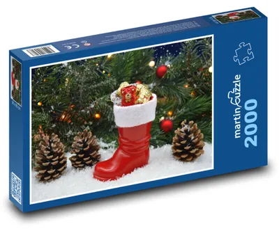 Zdjęcie produktu dla Puzzle 2000 Świąteczny but i szyszki - martinpuzzle