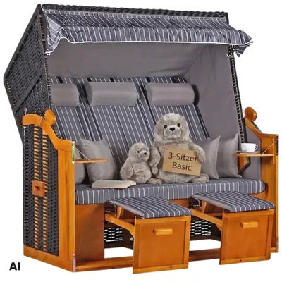 Produktbild von Strandkorb XXL 3 Sitzer für Garten & Terrasse aus Wacholderholz – Mr. Deko