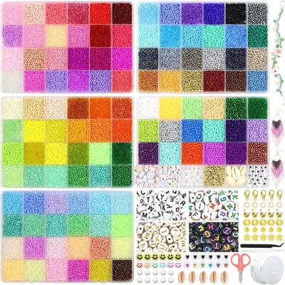 Immagine prodotto di Set di perline di vetro, 28500 pezzi, 114 colori, 3 mm, ideali per creare braccialetti