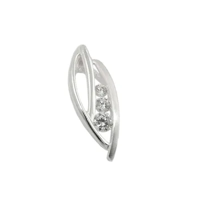 Produktbild von Anhänger 17x6mm blattähnlich matt-glänzend mit 3 Zirkonias Silber 925 silber 17x6mm