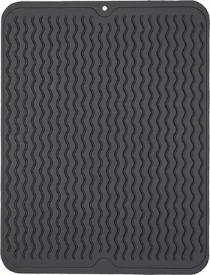 Produktbild von Abtropfmatte aus Silikon, 50x40 cm, umweltfreundlich, hitzebeständig und rutschfest, Abtropfmatte für Geschirr (Schwarz)