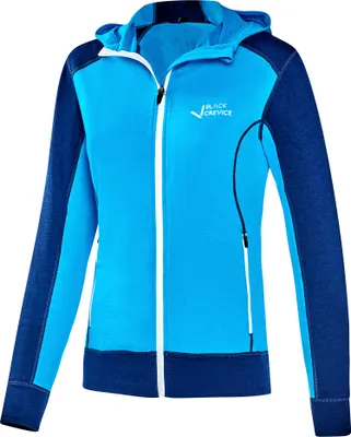 Produktbild von BLACK CREVICE - Damen Merino Kapuzenjacke | Mulesingfrei | Farbe: Blau/Türkis | Größe: 44