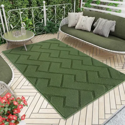 Image de Paillasson intérieur/extérieur, lavable, tapis anti-saleté, antidérapant, 119x180 cm, vert