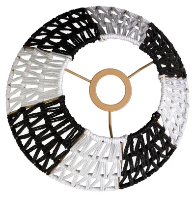Produktbild von Rattan Lampenschirm im Boho-Stil für Tisch-, Steh- und Hängeleuchten, Weiß/Schwarz