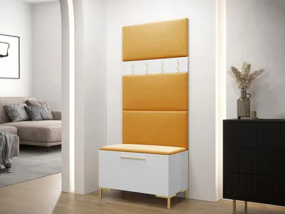 Image de Meuble d'entrée avec panneaux rembourrés ANDORA 3 - blanc / jaune