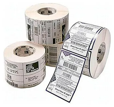Produktbild von Zebra PolyE 3100T, Weiß, Selbstklebendes Druckeretikett, Gestanztes Etikett, Rolle, Polyethylen, Wärmeübertragung