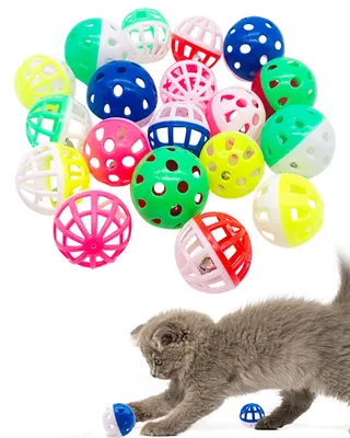 Imagen del producto de Juego de 20 coloridas bolas de juguete para gatos con cascabel, ideal para gatitos