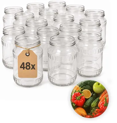Produktbild von ART TWIST HOME Einmachgläser mit Schraubdeckel 48x 720 ml – Vorratsgläser Glasbehälter Vielseitige Robuste aus Dickem Glas - perfekt für Marmeladen Honig Säfte Gurken Konfitüren und Vorratshaltung