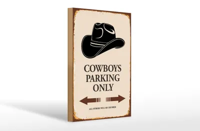 Produktbild von Holzschild Spruch 20x30cm Cowboys parking only