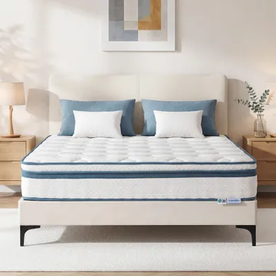 Image de Tribesigns 140 x 200 cm, hauteur 25 cm, matelas orthopédique à 9 zones avec ressorts et mousse à mémoire de forme au gel, fermeté moyenne H3, tissu Lyocell