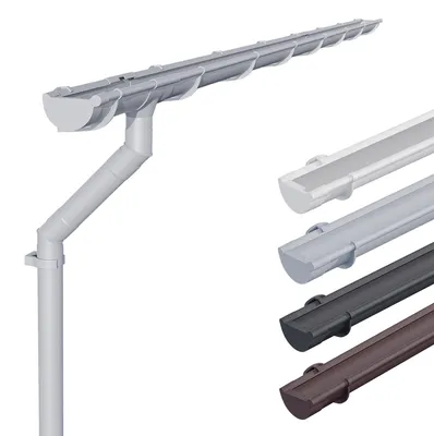 Produktbild von INEFA Dachrinnen Set NW100 / 100mm Kunststoff halbrund – Dachrinne 5m Länge Grau 1 Dachseite – Regenrinne PVC für Gartenhaus Carport