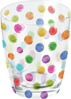 Produktbild von Wasserglas Ø 8 h 9 cm bunte Punkte Water glass 0.25 L Polka dots white