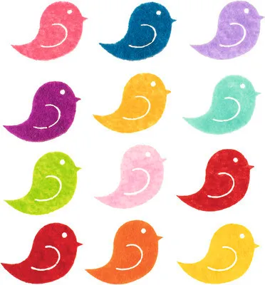 Produktbild von Filz-Streuteile Vögel bunt gemischt 3 cm x 2 mm 12 Stück