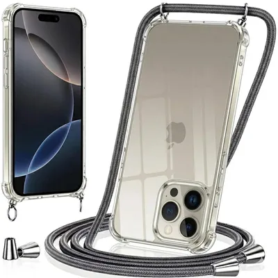 Produktbild von Handykette für Apple iPhone 17 Case zum umhängen Schutzhülle Kordel Handy Hülle, Halsband Grau