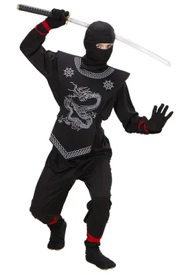 Produktbild von Kinderkostüm Black Ninja, Oberteil Hose Brustschutz, Maske