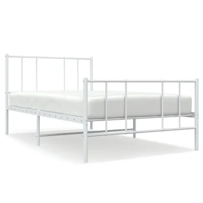 Zdjęcie produktu dla Metalowa Rama Łóżka Z Wezgłowiem I Zanóżkiem, Biała, 90X190 Cm Lumarko!