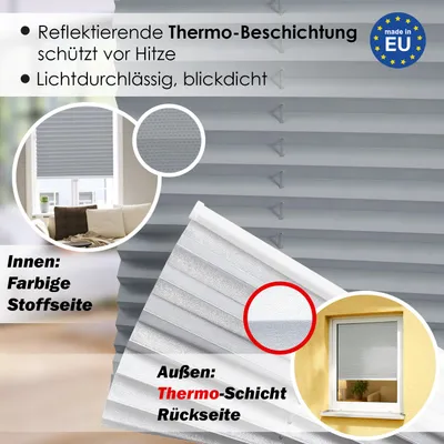 Produktbild von Premium Thermo Plissee lichtdurchlässig, Edelgrau, 100x130