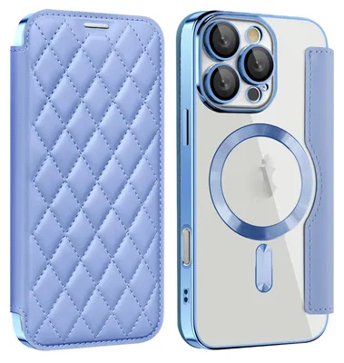 Immagine prodotto di Per Apple iPhone 16 Pro 360 gradi Full Body Magsafe RFID Anti furto di dati Custodia in  Blu chiaro