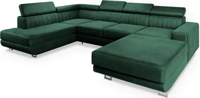 Produktbild von Masseno Ecksofa SIENA L-S mit Schlaffunktion U-Form, Sofa mit Bettkasten, Wohnzimmersofa, Couch, Soffa, Bettsofa, Couchgarnitur- Grün, MONOLITH 37