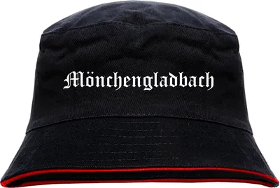 Produktbild von Mönchengladbach Anglerhut - Altdeutsche Schrift - Schwarz-Roter Fischerhut S/M SchwarzRot