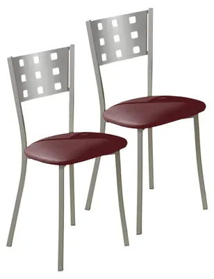 2 Küchenstühle, Metall, Kunstleder, Bordeaux, Sitzhöhe 45 cm