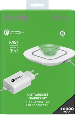 Produktbild von Celly WLKIT3IN1WH, Drinnen, USB, Kabelloses Aufladen, Weiß