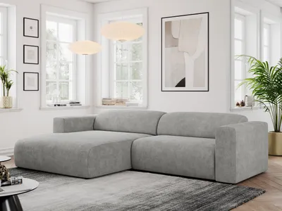 Produktbild von MKS MEBLE Ecksofa, Sofa L-Form, Wohnlandschaft L-Form, Modern Design Couch, Sofagarnitur, Couchgarnitur, Polsterecke - PASADENA -Hellgrau Struktur - links seite