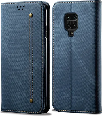 Produktbild von Redmi Note 9 Pro Hülle, LaimTop Denim Leder Brieftasche Magnetverschluss Flip Bookstyle Schutzhülle mit Standfunktion für Xiaomi Redmi Note 9 Pro Xiaomi Redmi Note 9 Pro Blau