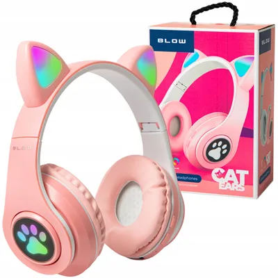 BLOW Kinder-Kopfhörer Bluetooth 5.0 mit RGB-Katzenohren, Rosa